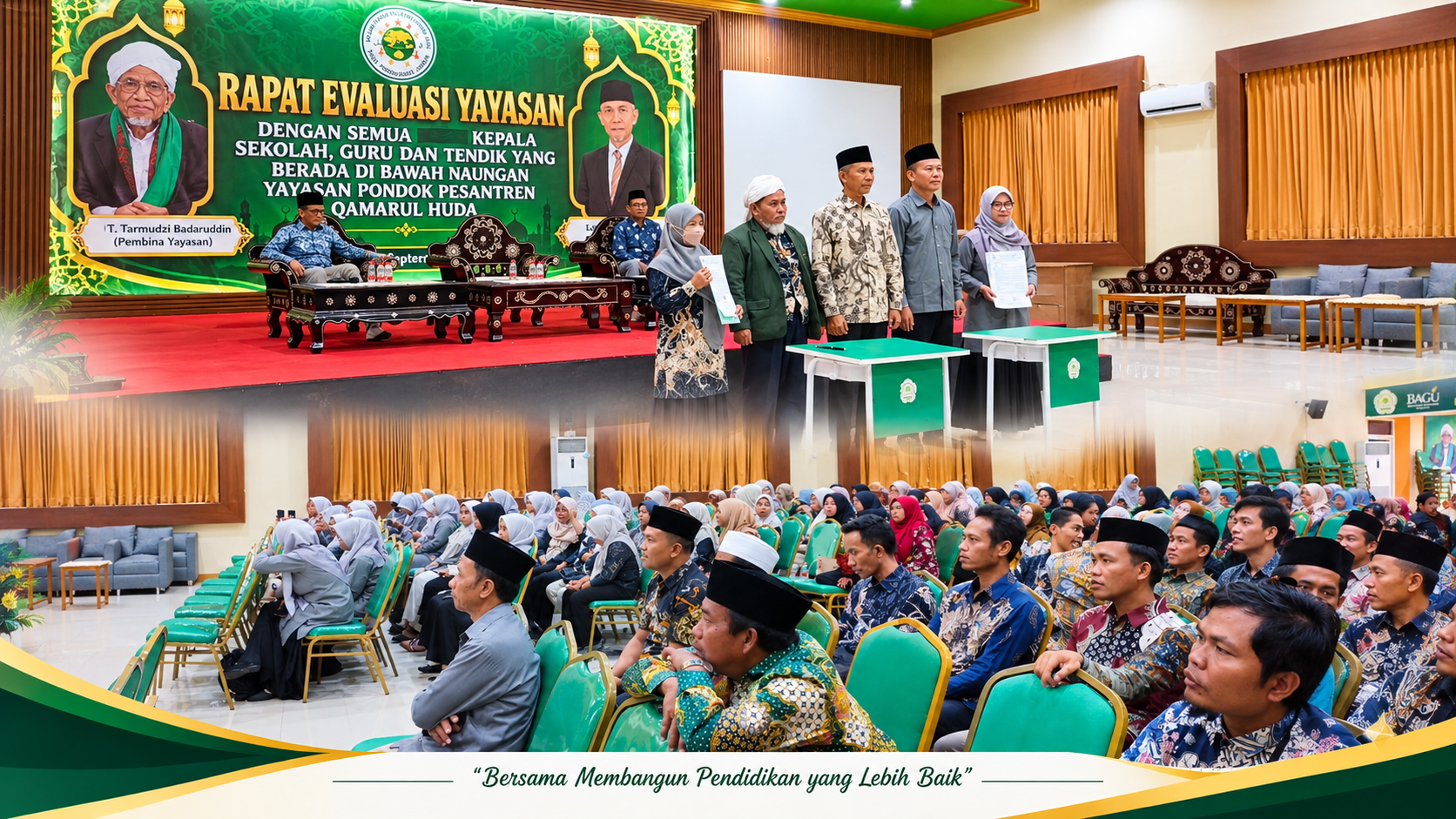 Tingkatkan Mutu Pendidikan, Yayasan Ponpes Qomarul Huda Bagu Gelar Rapat Evaluasi dan Penandatanganan Pakta Integritas